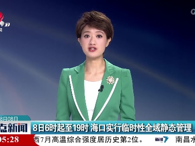 8日6时起至19时 海口实行临时性全域静态管理