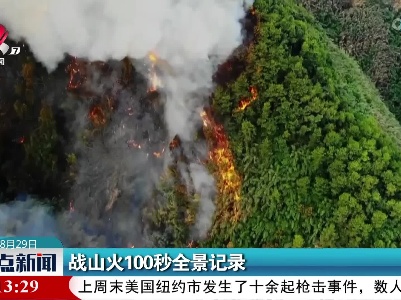 战山火100秒全景记录