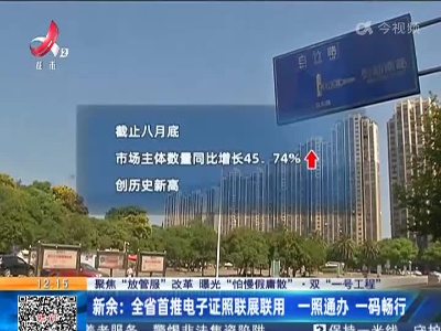 【聚焦“放管服”改革 曝光“怕慢假庸散”·双“一号工程”】新余：全省首推电子证照联展联用 一照通办 一码畅行