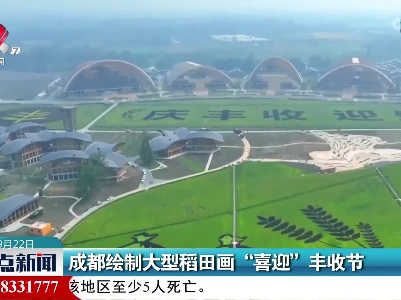 成都绘制大型稻田画“喜迎”丰收节