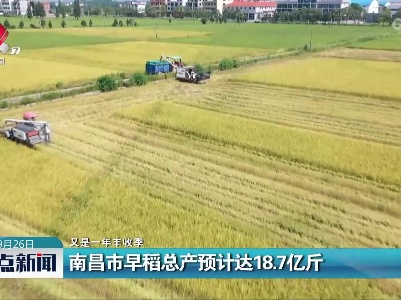 【又是一年丰收季】南昌市早稻总产预计达18.7亿斤