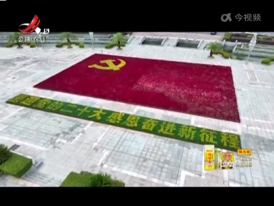抚州：鲜花“绣”出巨幅党旗 喜迎党的二十大