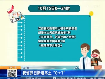 江西：我省昨日新增本土“0+1”