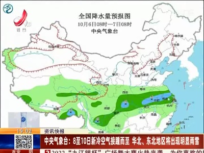 中央气象台：8至10日新冷空气接踵而至 华北、东北地区将出现明显雨雪