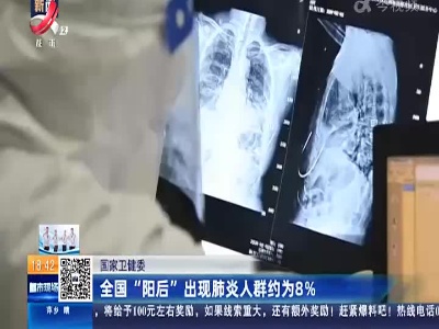 国家卫健委：全国“阳后”出现肺炎人群约为8%
