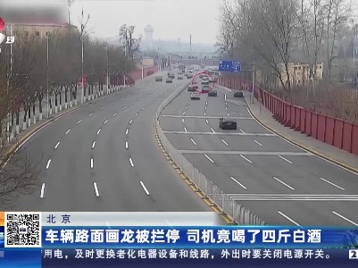 北京：车辆路面画龙被拦停 司机竟喝了四斤白酒