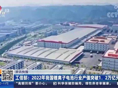 工信部：2022年我国锂离子电池行业产值突破1.2万亿元