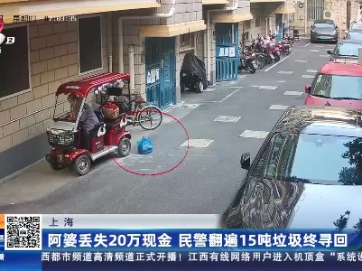 上海：阿婆丢失20万现金 民警翻遍15吨垃圾终寻回