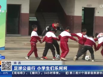 南昌：足球公益行 小学生们乐呵呵