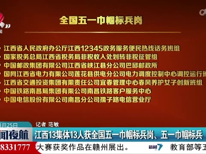 江西13集体13人获全国五一巾帼标兵岗、五一巾帼标兵