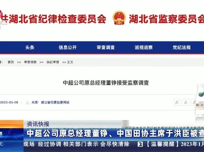 中超公司原总经理董铮、中国田协主席于洪臣被查