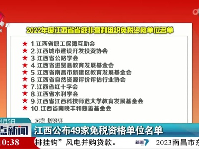 江西公布49家免税资格单位名单