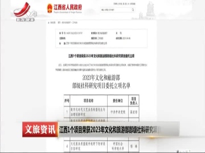 江西1个项目荣获2023年文化和旅游部部级社科研究项目委托立项