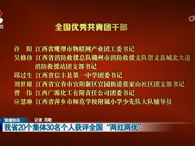 我省20个集体30名个人获评全国“两红两优”