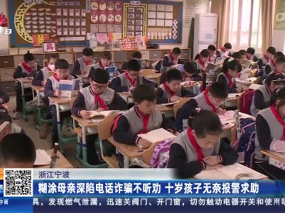 浙江宁波：糊涂母亲深陷电话诈骗不听劝 十岁孩子无奈报警求助