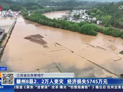 江西省应急管理厅：赣州8县2.2万人受灾 经济损失5745万元