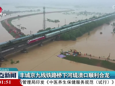 丰城京九线铁路桥下河堤溃口顺利合龙