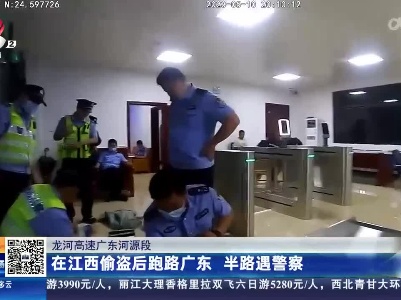 龙河高速广东河源段：在江西偷盗后跑路广东 半路遇警察