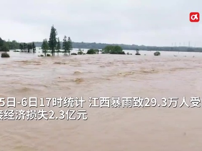江西暴雨致29.3万人受灾 直接经济损失2.3亿元
