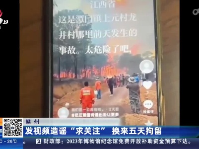 赣州：发视频造谣“求关注” 换来五天拘留