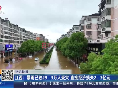 江西：暴雨已致29.3万人受灾 直接经济损失2.3亿元