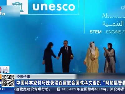 中国科学家付巧妹获得首届联合国教科文组织“阿勒福赞奖”