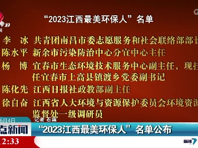 “2023江西最美环保人”名单公布