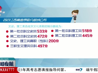 我省公布2023年普通高校招生各批次文化录取控制分数线