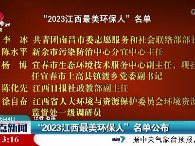 “2023江西最美环保人”名单公布