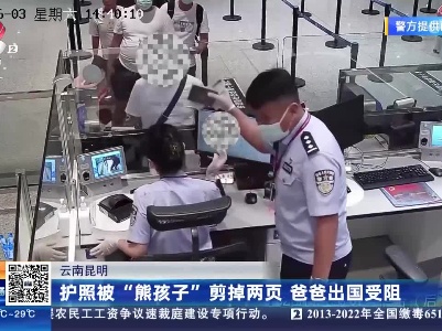 云南昆明：护照被“熊孩子”剪掉两页 爸爸出国受阻
