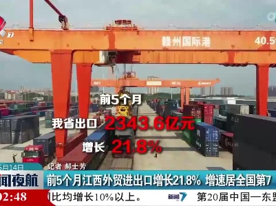 前5个月江西外贸进出口增长21.8% 增速居全国第7