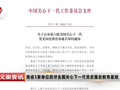 我省5家单位获评全国关心下一代党史国史教育基地