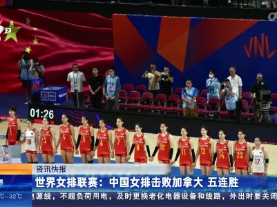 世界女排联赛：中国女排击败加拿大 五连胜