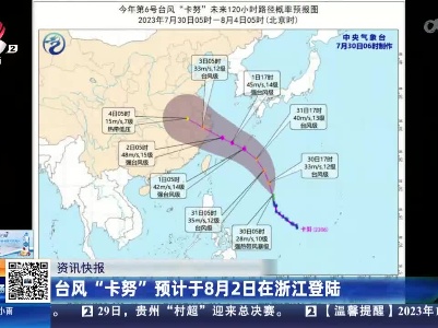 台风“卡努”预计于8月2日在浙江登陆