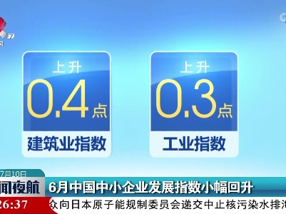 6月中国中小企业发展指数小幅回升