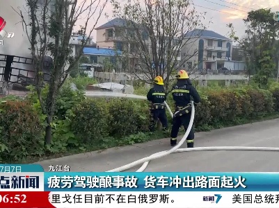 疲劳驾驶酿事故 货车冲出路面起火