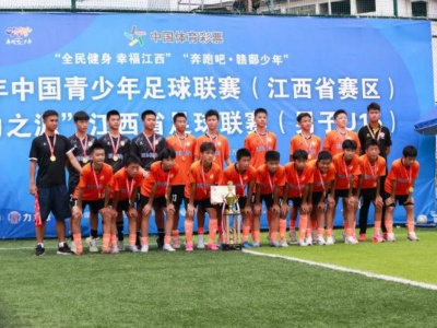 南昌洪城队以全胜战绩勇夺全省足球联赛U15男子组冠军