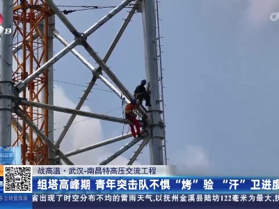 【战高温·武汉-南昌特高压交流工程】组塔高峰期 青年突击队不惧“烤”验 “汗”卫进度