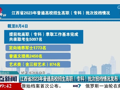 江西省2023年普通高校招生高职（专科）批次投档情况发布
