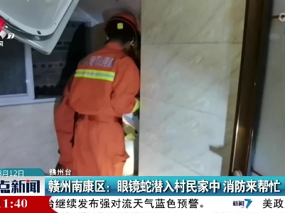 赣州南康区：眼镜蛇潜入村民家中 消防来帮忙