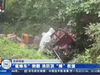 吉林珲春：“蜜蜂车”侧翻消防顶“蜂”救援