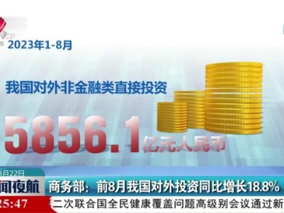 商务部：前8月我国对外投资同比增长18.8％