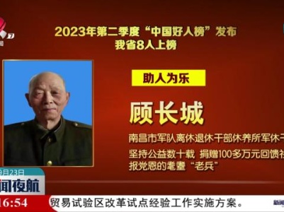 我省8人上榜2023年第二季度“中国好人榜”