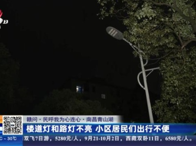 【赣问·民呼我为心连心】南昌青山湖：楼道灯和路灯不亮 小区居民们出行不便