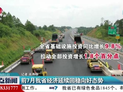 前7月我省经济延续回稳向好态势