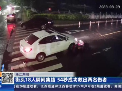 浙江湖州：街头18人瞬间集结 54秒成功救出两名伤者