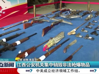 江西公安机关集中销毁非法枪爆物品