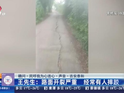 【赣问·民呼我为心连心·声音·吉安泰和】王先生：路面开裂严重 经常有人摔跤