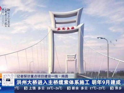 【记者探访重点项目建设一线】南昌：洪州大桥进入主桥缆索体系施工 明年9月建成