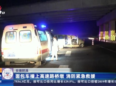 安徽郎溪：面包车撞上高速路桥墩 消防紧急救援